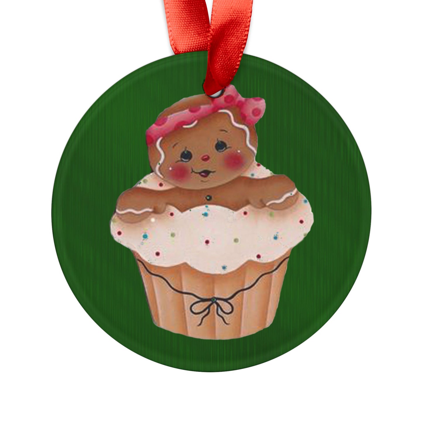 Acrylic Ornament - Holiday Gingerbread Cupcake