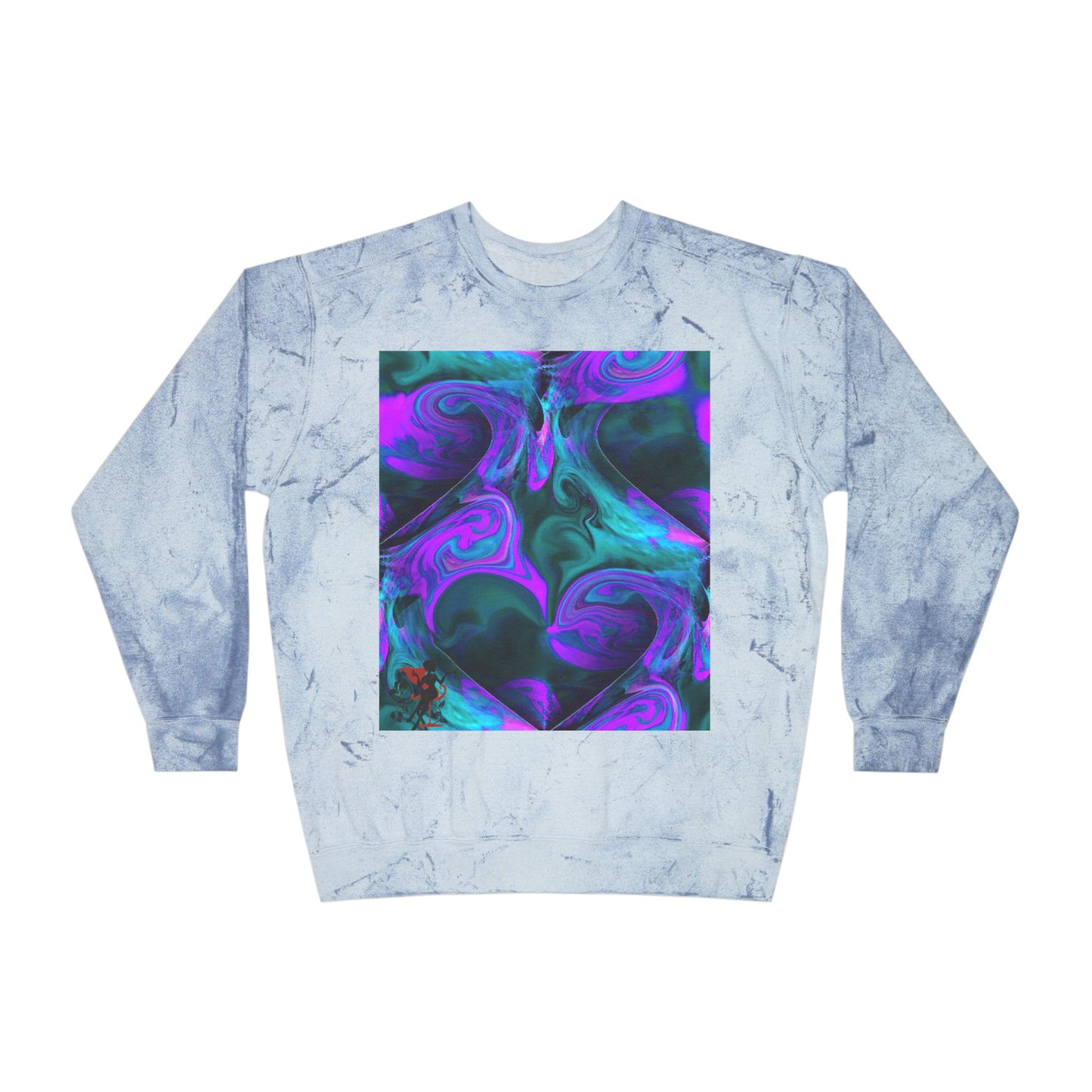 Unisex Color Blast Crewneck Sweatshirt with Abstract Purple Swirls