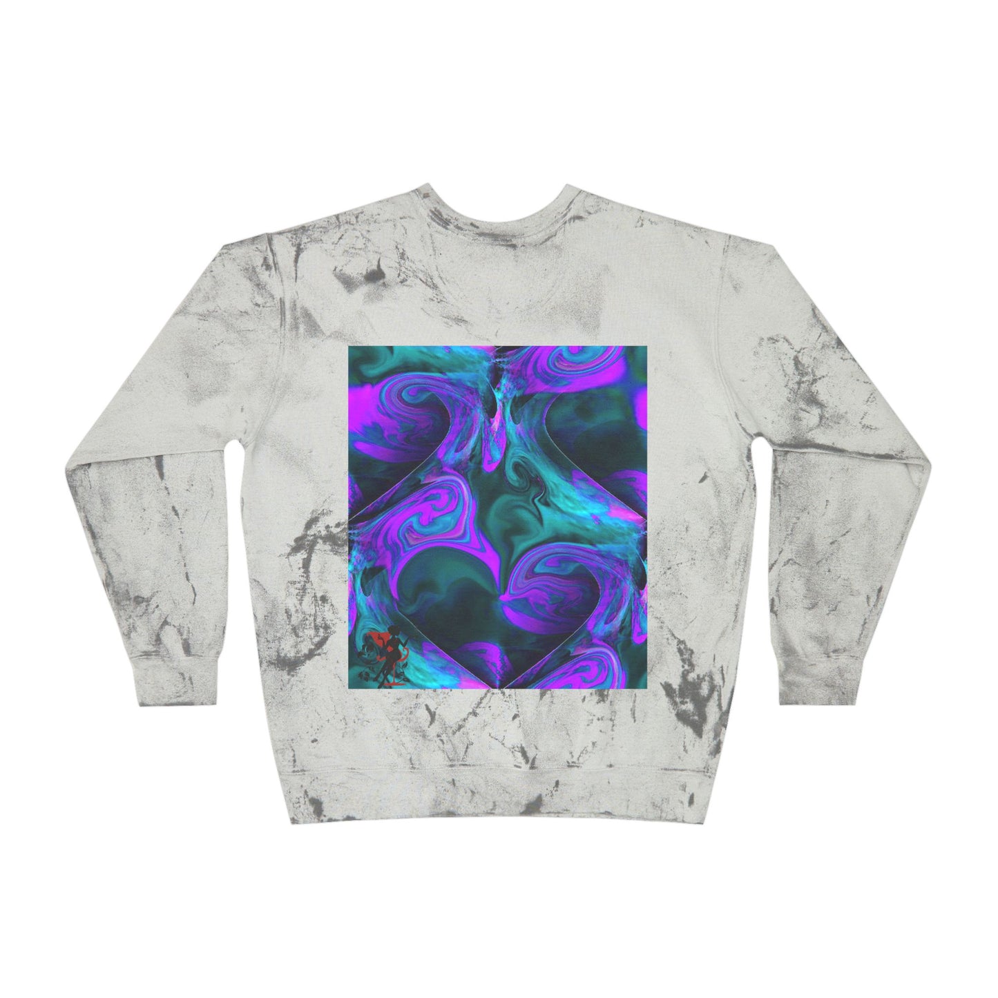 Unisex Color Blast Crewneck Sweatshirt with Abstract Purple Swirls