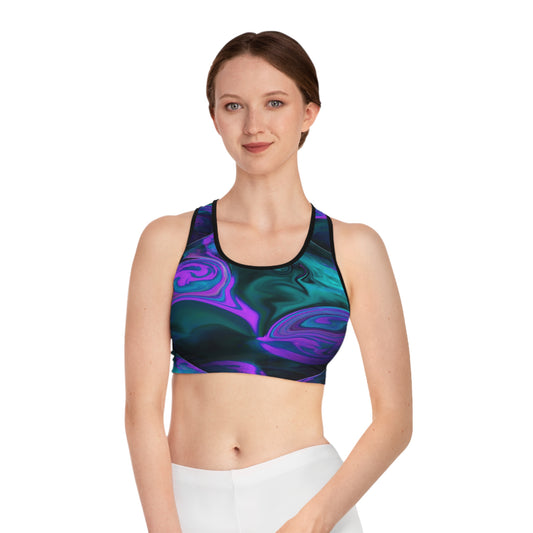 Purple Abstract Sports Bra