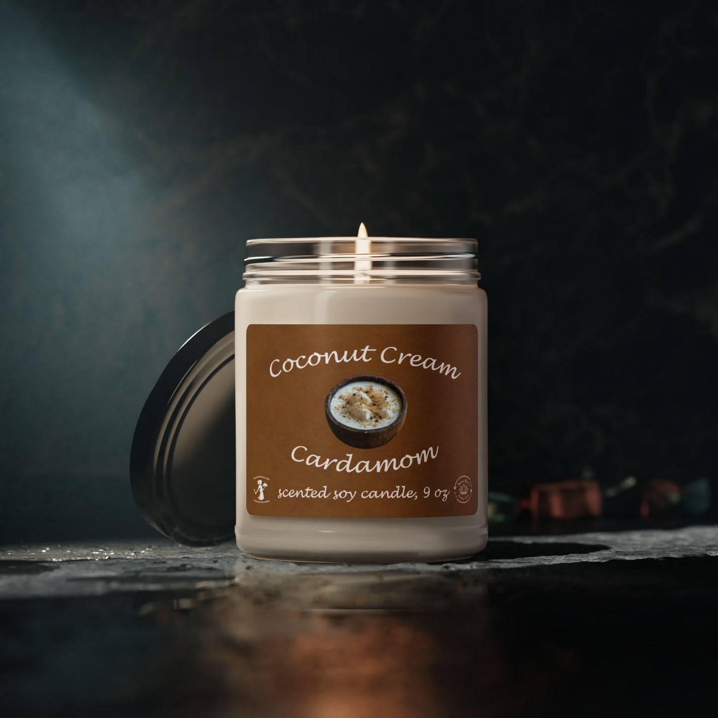 Soy Candle - Coconut Cream and Cardamom Scent, 9oz