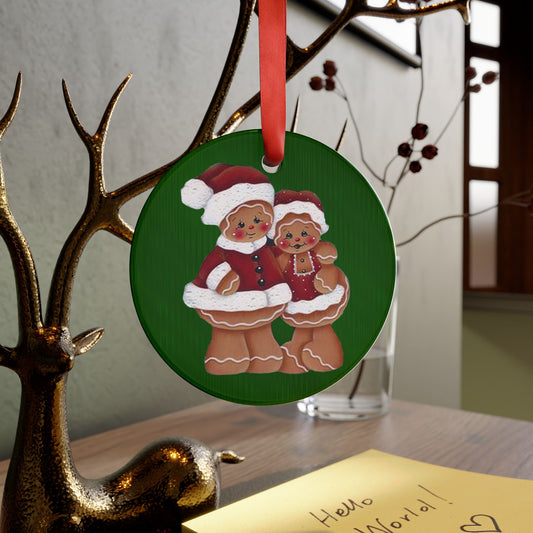 Acrylic Ornament - Holiday Mr. and Mrs. Gingerbread