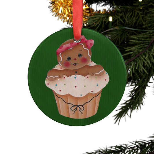 Acrylic Ornament - Holiday Gingerbread Cupcake