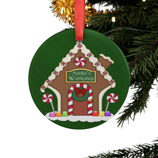 Acrylic Ornament - Gingerbread Santa's Workshop