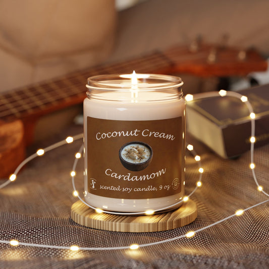 Soy Candle - Coconut Cream and Cardamom Scent, 9oz