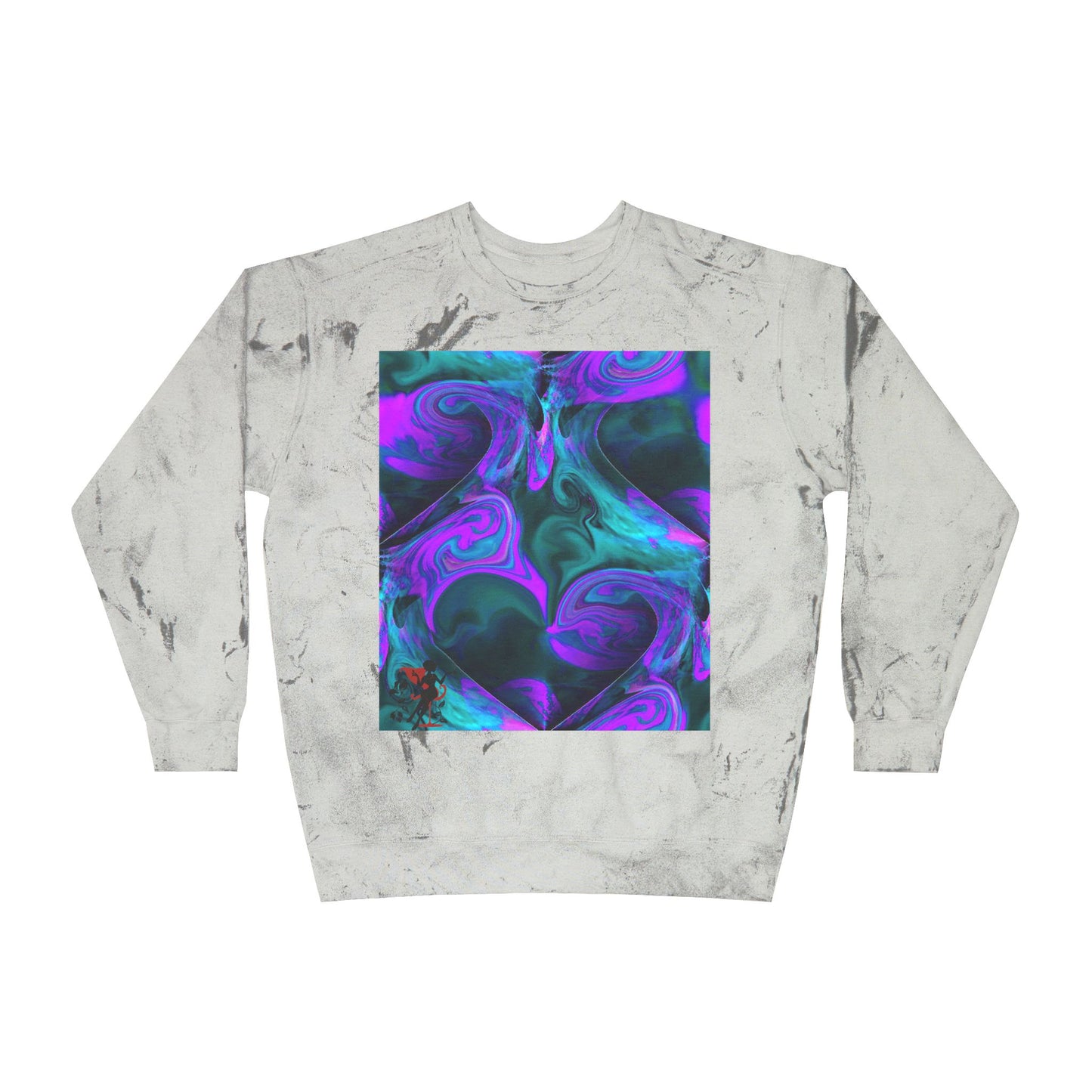 Unisex Color Blast Crewneck Sweatshirt with Abstract Purple Swirls