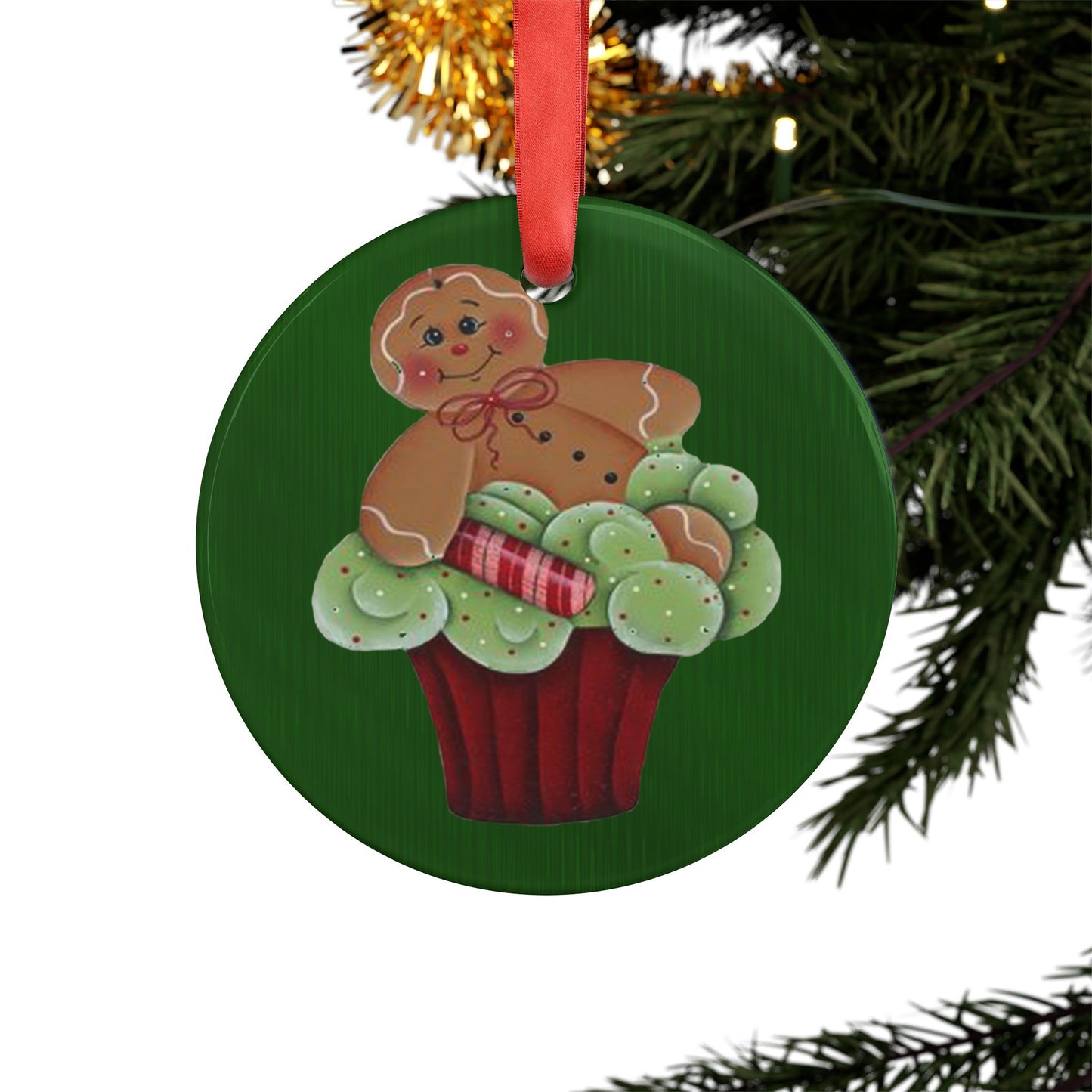 Acrylic Ornament - Gingerbread in Cupcake