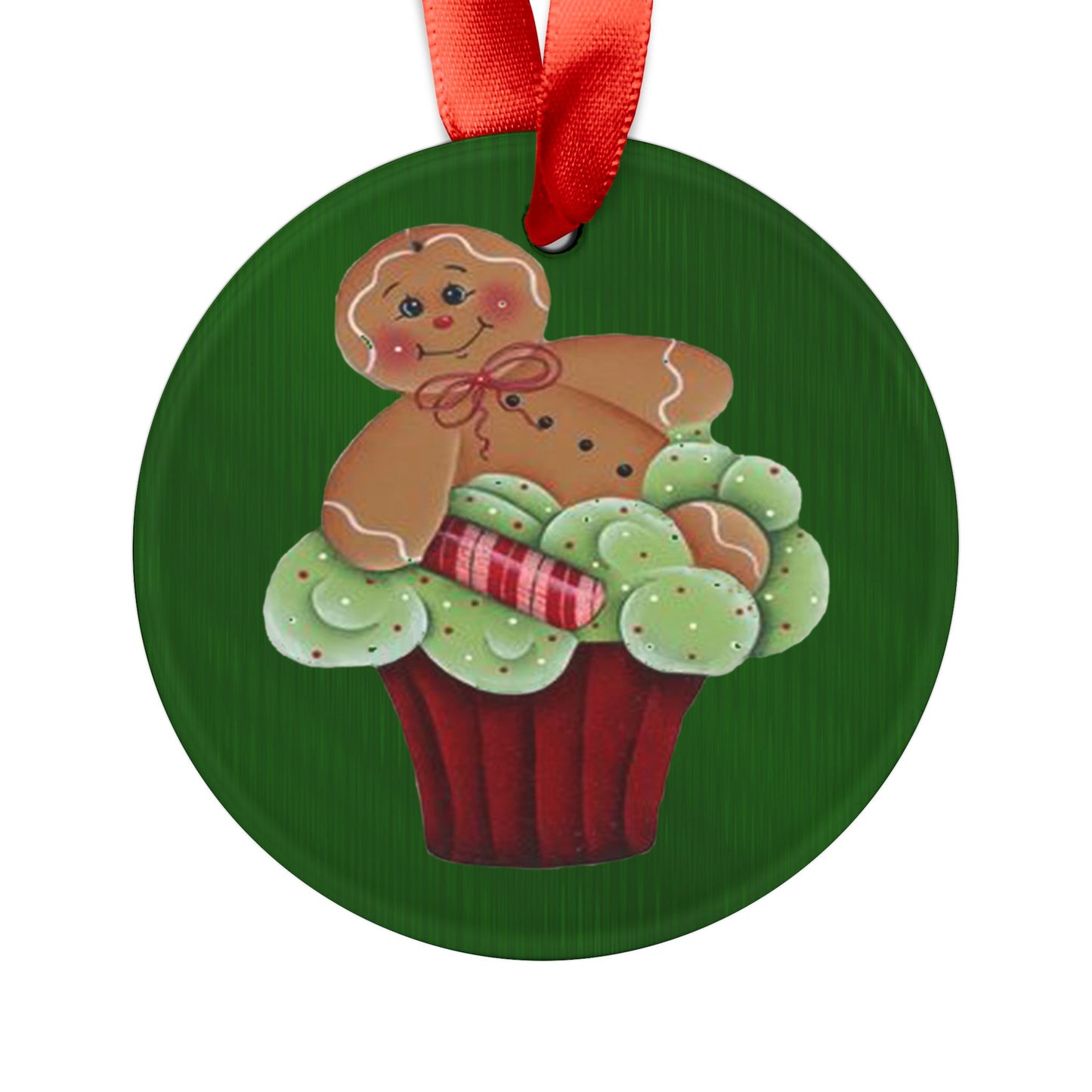 Acrylic Ornament - Gingerbread in Cupcake