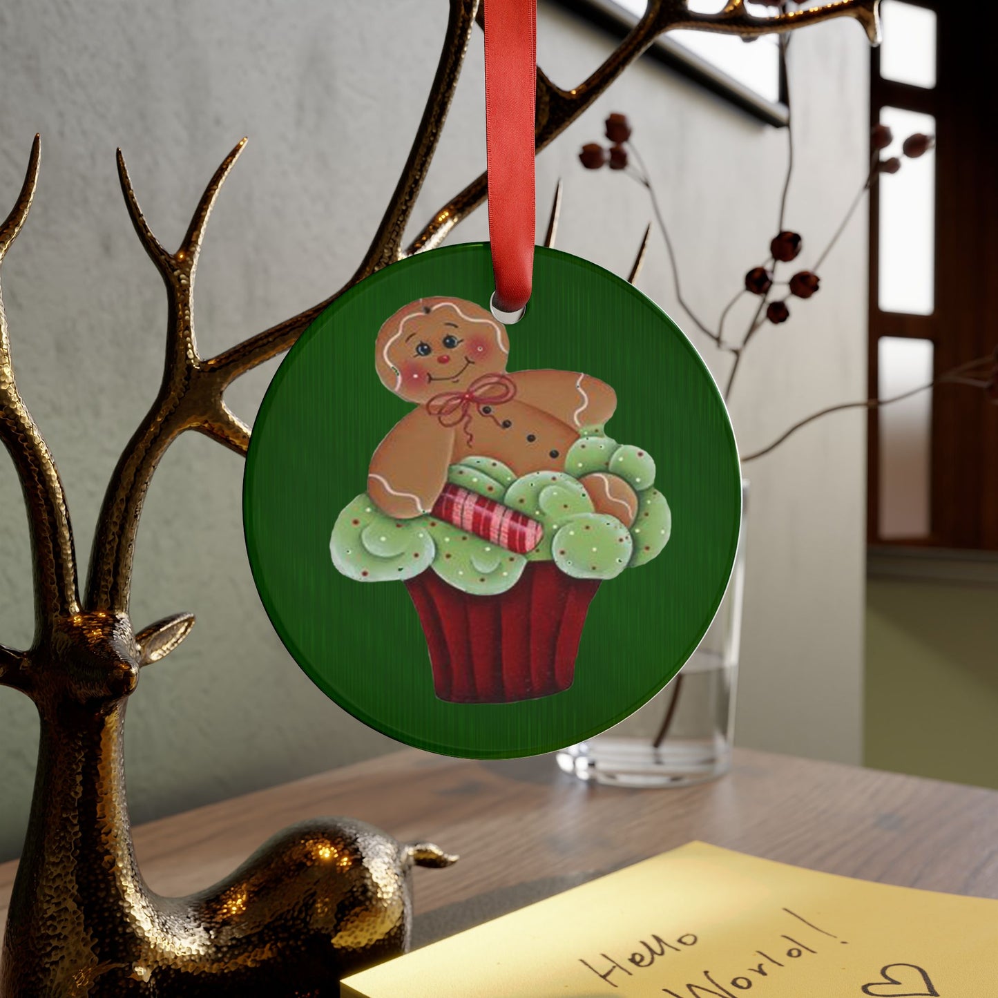 Acrylic Ornament - Gingerbread in Cupcake