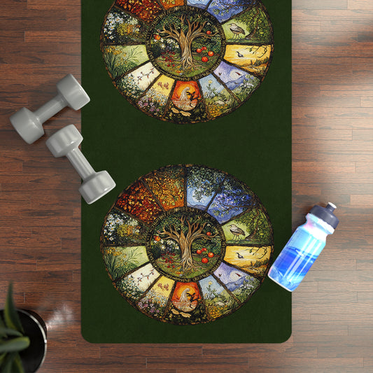 Yoga Mat - Pagan Wheel of Life Design for Meditation and Spiritual Practices