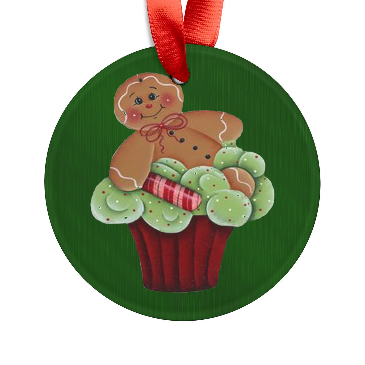 Acrylic Ornament - Gingerbread in Cupcake