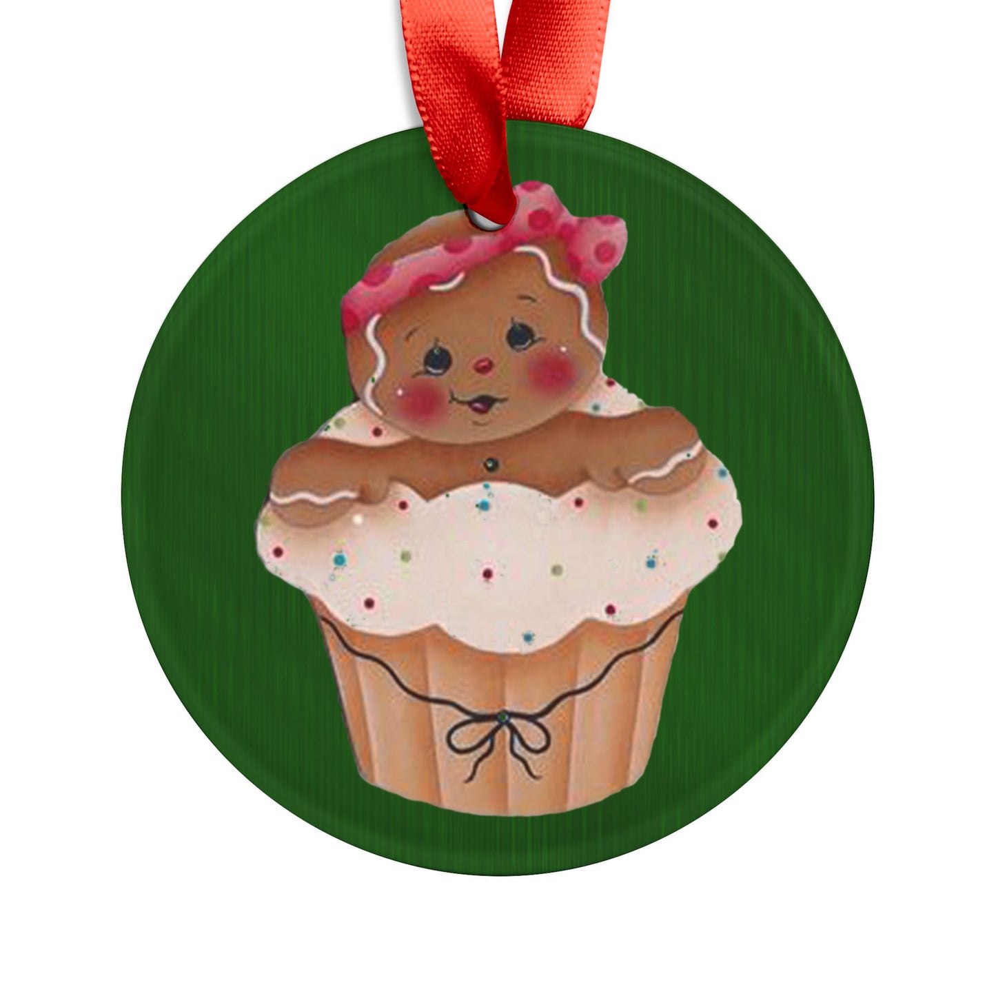 Acrylic Ornament - Holiday Gingerbread Cupcake